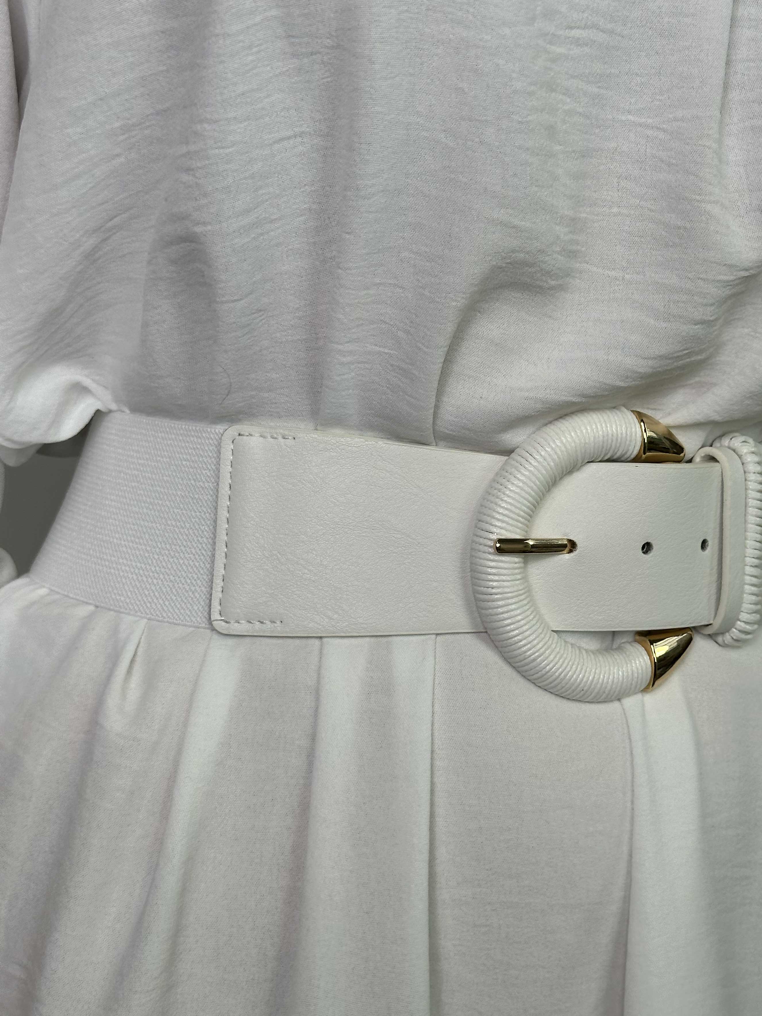 Emily - Elastisk taljebælte med læderlook detaljer